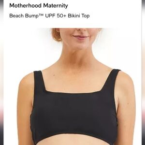 Motherhood Maternity Beach Bump Swim Bikini Top Size Large Black UPF 50+